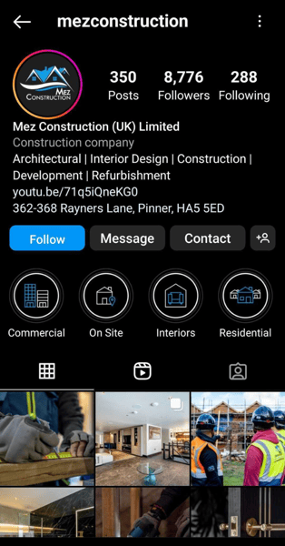 Mez construction instagram