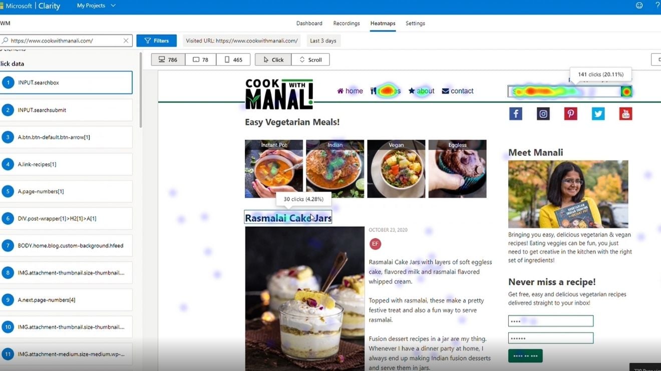 An image showing Microsoft Clarity's Heatmaps