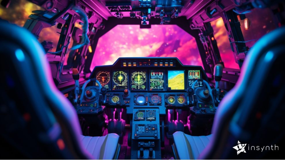 A view of a cockpit inside a spaceship