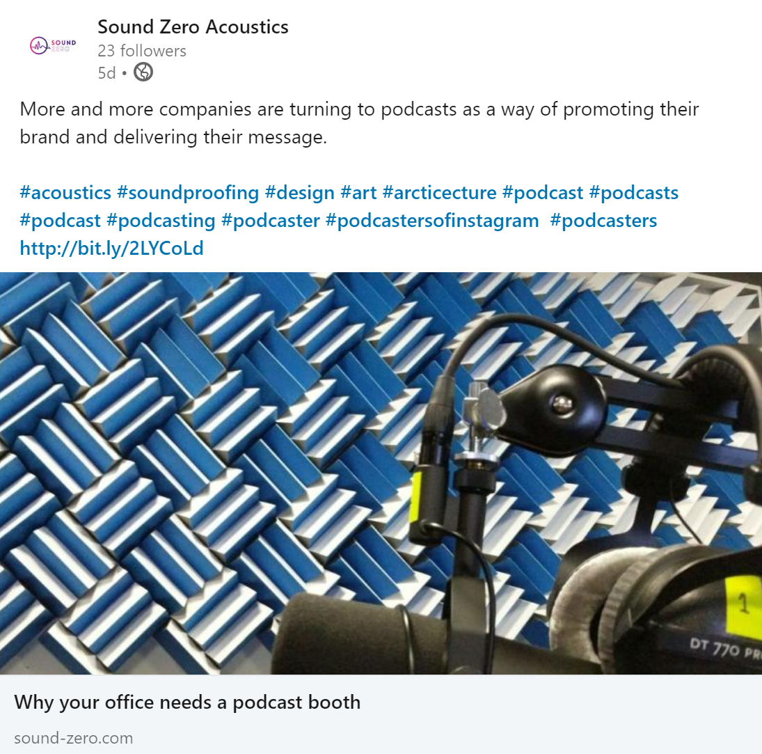 Sound Zero uses header images to promote their products 