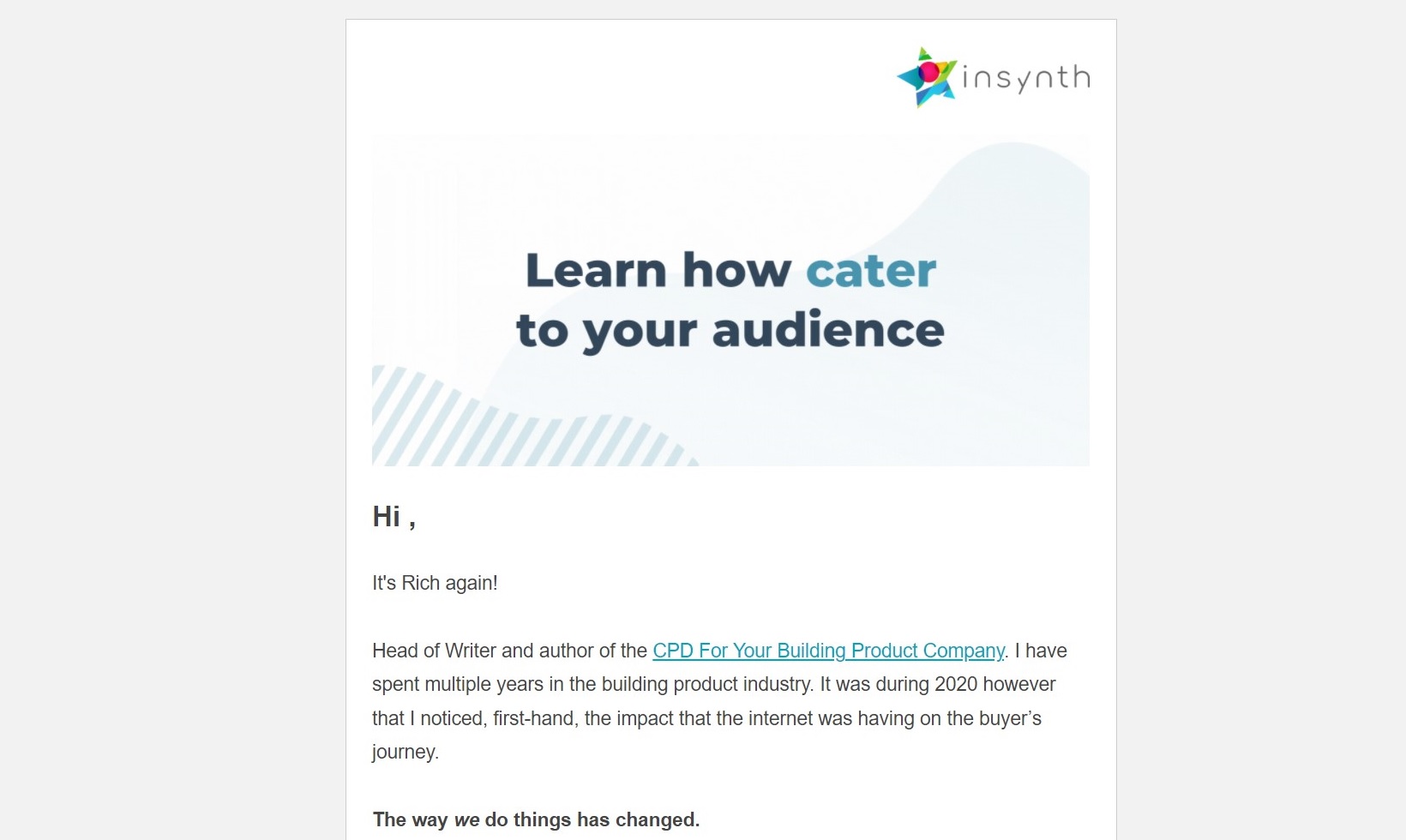 post-CPD email marketing example