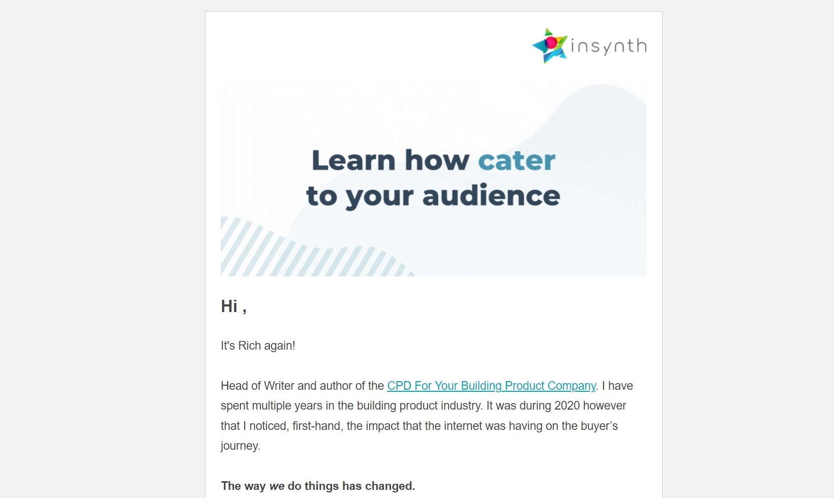 post-CPD email marketing example