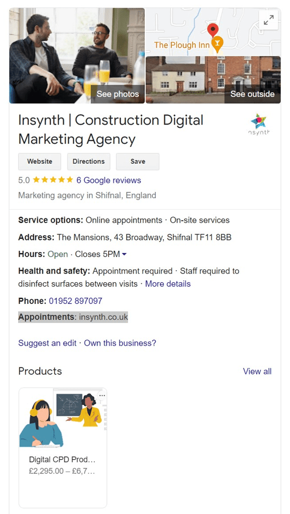 example of local SEO with Insynth