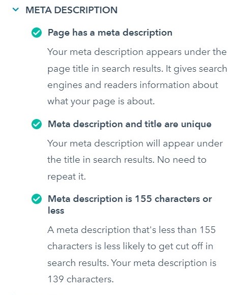 HubSpot metadescription example