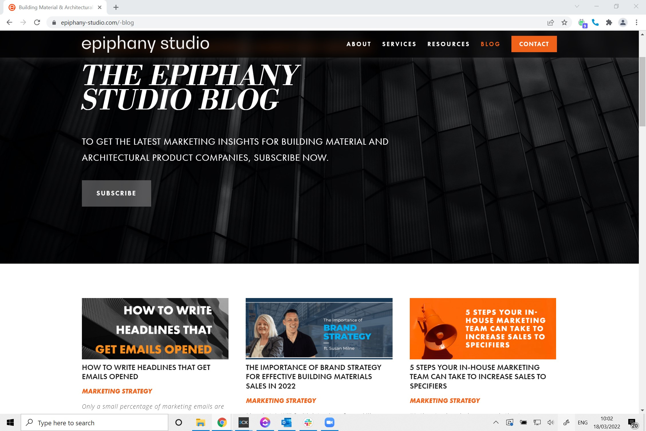 epiphany studio homepage screen shot