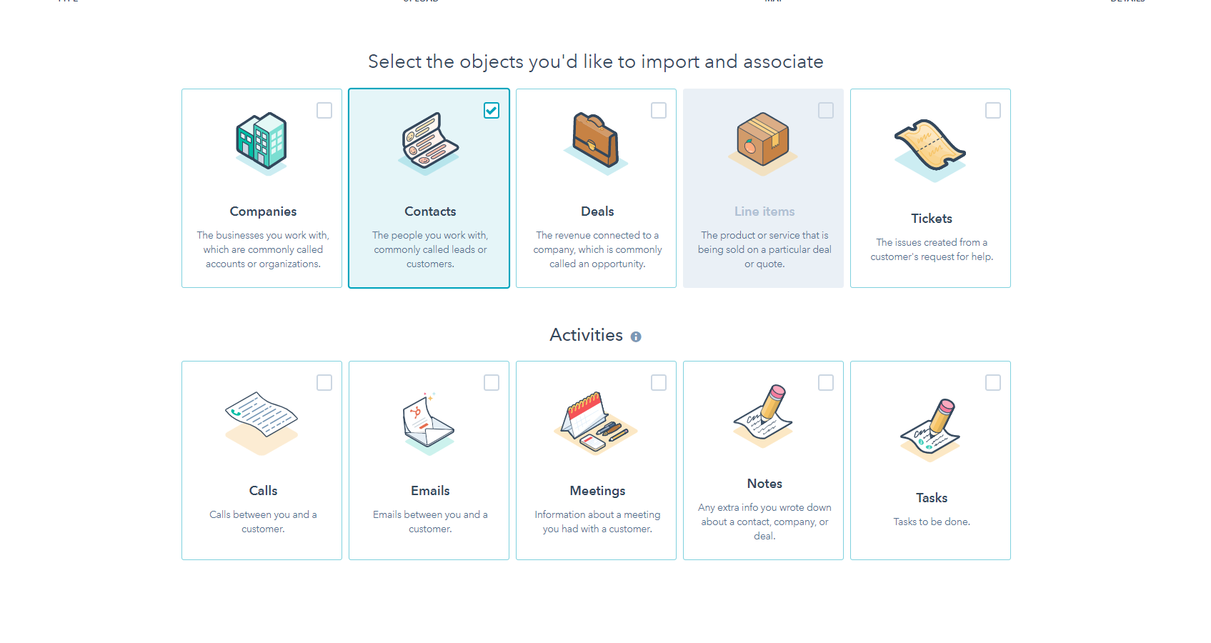Object Import options for HubSpot