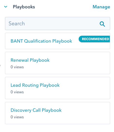 Playbook screen shot from HubSpot